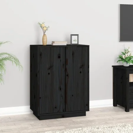 Aparador de madera maciza de pino negro 60x35x80 cm de vidaXL, Aparadores - Ref: Foro24-814493, Precio: 78,19 €, Descuento: %