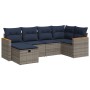 Set de muebles de jardín 6 pzas y cojines ratán sintético gris en Conjuntos de jardín | Comprar online en Foru.es