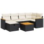 Set de sofás de jardín 7 pzas con cojines ratán sintético negro en Conjuntos de jardín | Comprar online en Foru.es