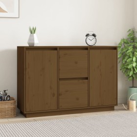 Aparador de madera maciza de pino marrón miel 111x34x75 cm de vidaXL, Aparadores - Ref: Foro24-814312, Precio: 124,63 €, Desc...