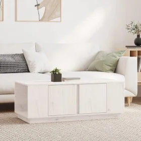 Mesa de centro de madera maciza de pino blanco 110x50x40 cm de vidaXL, Mesas de centro - Ref: Foro24-814430, Precio: 91,58 €,...