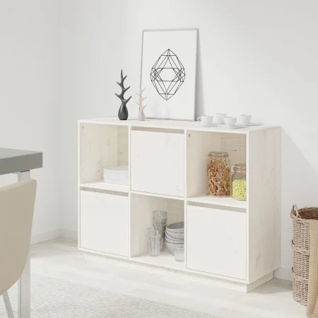 Aparador de madera maciza de pino blanco 110,5x35x80 cm de vidaXL, Aparadores - Ref: Foro24-814355, Precio: 116,97 €, Descuen...