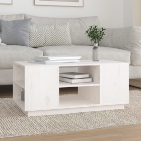 Mesa de centro de madera maciza de pino blanco 90x49x40,5 cm de vidaXL, Mesas de centro - Ref: Foro24-814400, Precio: 78,00 €...