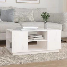 Solid white pine wood coffee table 90x49x40.5 cm by vidaXL, Coffee table - Ref: Foro24-814400, Price: 77,27 €, Discount: %
