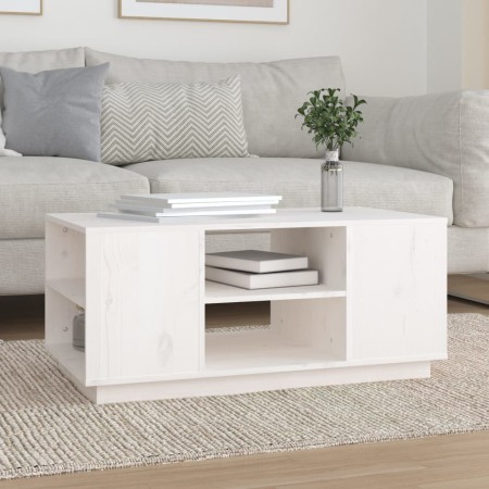 Mesa de centro de madera maciza de pino blanco 90x49x40,5 cm de vidaXL, Mesas de centro - Ref: Foro24-814400, Precio: 78,00 €...