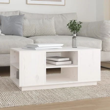 Mesa de centro de madera maciza de pino blanco 90x49x40,5 cm de vidaXL, Mesas de centro - Ref: Foro24-814400, Precio: 77,27 €...