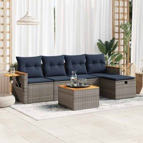 Set de muebles de jardín 6 pzas y cojines ratán sintético gris en Conjuntos de jardín | Comprar online en Foru.es