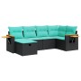 Set de sofás de jardín 6 piezas y cojines ratán sintético negro en Conjuntos de jardín | Comprar online en Foru.es