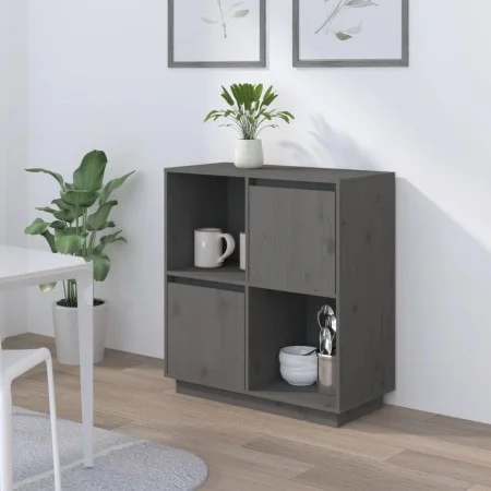 Aparador de madera maciza de pino gris 74x35x80 cm de vidaXL, Aparadores - Ref: Foro24-814351, Precio: 58,78 €, Descuento: %