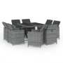 Set comedor jardín 9 pzas y cojines ratán sintético gris de vidaXL, Conjuntos de jardín - Ref: Foro24-3095510, Precio: 659,84...