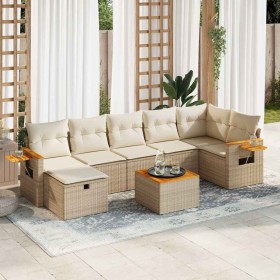 Set de sofás de jardín y cojines 8 piezas ratán sintético beige en Conjuntos de jardín | Comprar online en Foru.es