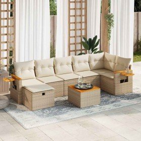 Set de sofás de jardín y cojines 8 piezas ratán sintético beige en Conjuntos de jardín | Comprar online en Foru.es