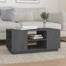 Mesa de centro de madera maciza de pino gris 90x49x40,5 cm de vidaXL, Mesas de centro - Ref: Foro24-814401, Precio: 73,82 €, ...