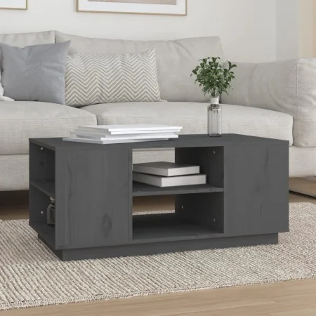 Mesa de centro de madera maciza de pino gris 90x49x40,5 cm de vidaXL, Mesas de centro - Ref: Foro24-814401, Precio: 73,82 €, ...