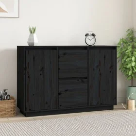 Aparador de madera maciza de pino negro 111x34x75 cm de vidaXL, Aparadores - Ref: Foro24-814313, Precio: 158,98 €, Descuento: %