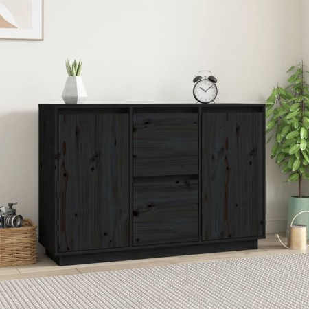 Aparador de madera maciza de pino negro 111x34x75 cm de vidaXL, Aparadores - Ref: Foro24-814313, Precio: 160,57 €, Descuento: %