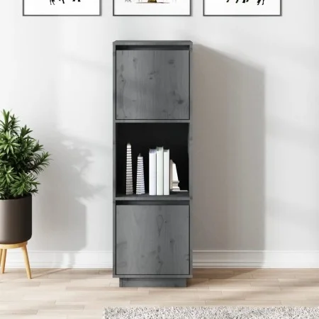 Aparador alto de madera maciza de pino gris 38x35x117 cm de vidaXL, Aparadores - Ref: Foro24-814361, Precio: 61,14 €, Descuen...