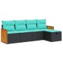 Set de muebles de jardín 5 pzas y cojines ratán sintético negro en Conjuntos de jardín | Comprar online en Foru.es