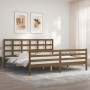 Estructura cama y cabecero madera maciza marrón miel 200x200 cm de vidaXL, Camas y somieres - Ref: Foro24-3194009, Precio: 17...