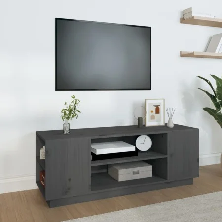 Mueble de TV madera maciza de pino gris 110x35x40,5 cm de vidaXL, Muebles TV - Ref: Foro24-814411, Precio: 66,99 €, Descuento: %