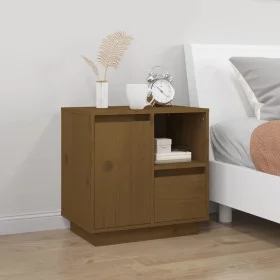 Mesita de noche madera maciza de pino marrón miel 50x34x50 cm de vidaXL, Mesitas de noche - Ref: Foro24-814485, Precio: 54,52...