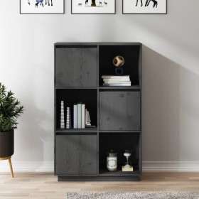 Aparador alto de madera maciza de pino gris 74x35x117 cm de vidaXL, Aparadores - Ref: Foro24-814366, Precio: 79,29 €, Descuen...