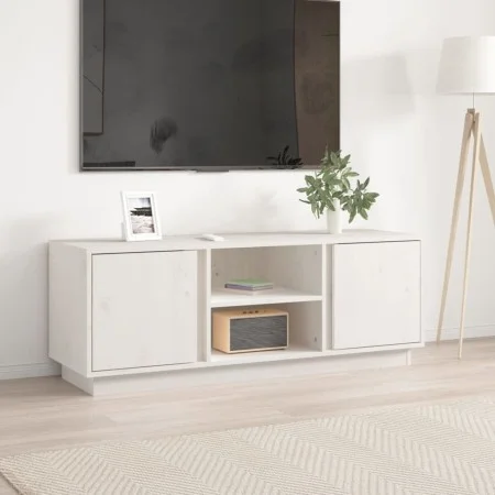 Mueble de TV madera maciza de pino blanco 110x35x40,5 cm de vidaXL, Muebles TV - Ref: Foro24-814475, Precio: 69,43 €, Descuen...
