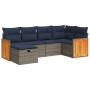 Set de muebles de jardín 6 pzas y cojines ratán sintético gris en Conjuntos de jardín | Comprar online en Foru.es