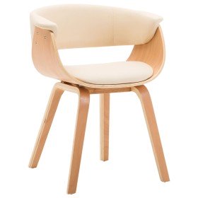 Silla de comedor madera curvada y cuero sintético crema en Sillas de comedor | Comprar online en Foru.es