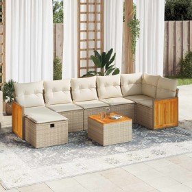 Set de sofás de jardín y cojines 8 piezas ratán sintético beige en Conjuntos de jardín | Comprar online en Foru.es