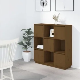 Aparador alto madera maciza de pino marrón miel 110,5x35x117 cm de vidaXL, Aparadores - Ref: Foro24-814372, Precio: 109,37 €,...