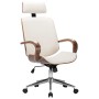 Silla oficina con reposacabezas cuero sintético madera crema en Sillas de oficina | Comprar online en Foru.es