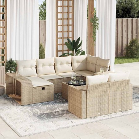 Set de sofás de jardín 11pzas con cojines ratán sintético beige en Conjuntos de jardín | Comprar online en Foru.es