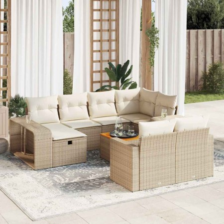 Set de sofás de jardín 11pzas con cojines ratán sintético beige en Conjuntos de jardín | Comprar online en Foru.es