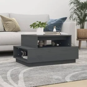 Mesa de centro madera maciza de pino gris 80x55x40,5 cm de vidaXL, Mesas de centro - Ref: Foro24-814516, Precio: 68,35 €, Des...