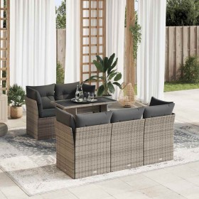 Set de muebles de jardín 6 pzas y cojines ratán sintético gris en Conjuntos de jardín | Comprar online en Foru.es