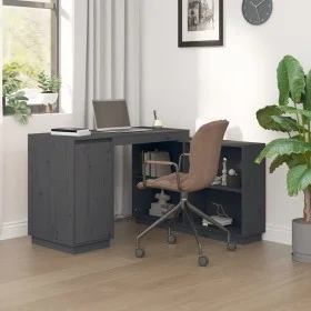 Escritorio de madera maciza de pino gris 110x50x75 cm de vidaXL, Escritorios - Ref: Foro24-814506, Precio: 205,49 €, Descuent...