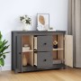 Aparador de madera maciza de pino gris 100x35x74 cm de vidaXL, Aparadores - Ref: Foro24-814566, Precio: 157,09 €, Descuento: %