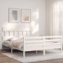 Estructura de cama con cabecero madera maciza blanco 160x200 cm de vidaXL, Camas y somieres - Ref: Foro24-3195167, Precio: 14...