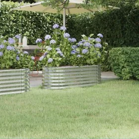 Jardinera de acero recubrimiento en polvo plateado 114x40x68 cm de vidaXL, Maceteros y jardineras - Ref: Foro24-318867, Preci...