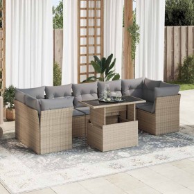 Set de sofás de jardín y cojines 8 piezas ratán sintético beige en Conjuntos de jardín | Comprar online en Foru.es