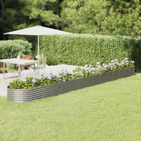 Steel flowerbed planter powder coated silver 620x80x36 cm by vidaXL, Pots and planters - Ref: Foro24-318947, Price: 115,08 €,...