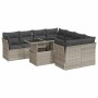 Set muebles jardín 9 pzas y cojines ratán sintético gris claro en Conjuntos de jardín | Comprar online en Foru.es