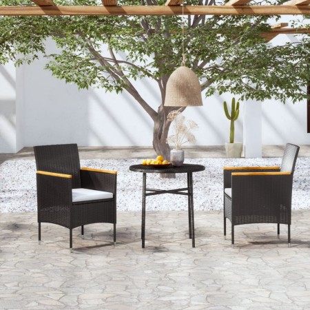 Juego de comedor para jardín 3 piezas ratán sintético negro de vidaXL, Conjuntos de jardín - Ref: Foro24-3098025, Precio: 143...