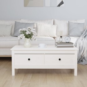 Mesa de centro de madera maciza de pino blanco 100x50x40 cm de vidaXL, Mesas de centro - Ref: Foro24-814605, Precio: 127,06 €...