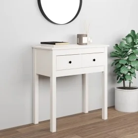 Mesa consola de madera maciza de pino blanco 70x35x75 cm de vidaXL, Mesas auxiliares - Ref: Foro24-814610, Precio: 87,93 €, D...