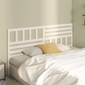 Solid white pine wood bed headboard 206x4x100 cm by vidaXL, Headboards and footboards - Ref: Foro24-814165, Price: 54,63 €, D...