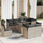 Set muebles jardín 9 pzas y cojines ratán sintético gris claro en Conjuntos de jardín | Comprar online en Foru.es