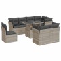 Set muebles jardín 9 pzas y cojines ratán sintético gris claro en Conjuntos de jardín | Comprar online en Foru.es