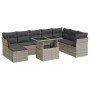Set muebles jardín 9 pzas y cojines ratán sintético gris claro en Conjuntos de jardín | Comprar online en Foru.es